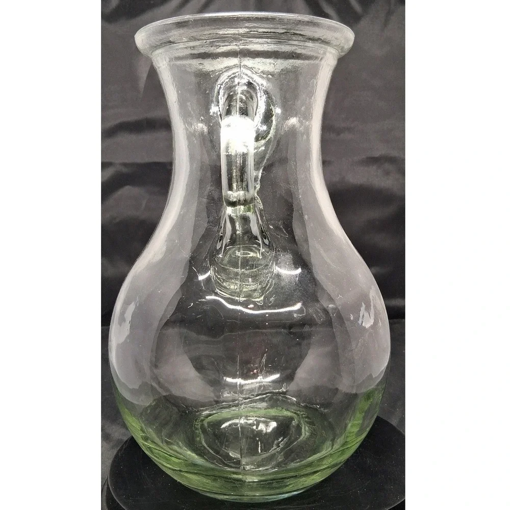 Vintage Hand Blown Clear Glass Amphora Vase Two Handles 10 Inch Rustic Decor